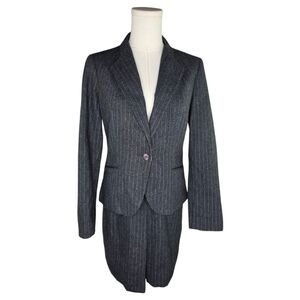 Vintage 90s Nanci Jennifer Canada Pinstripe Wool Skirt Suit 7/8 Quiet Luxury